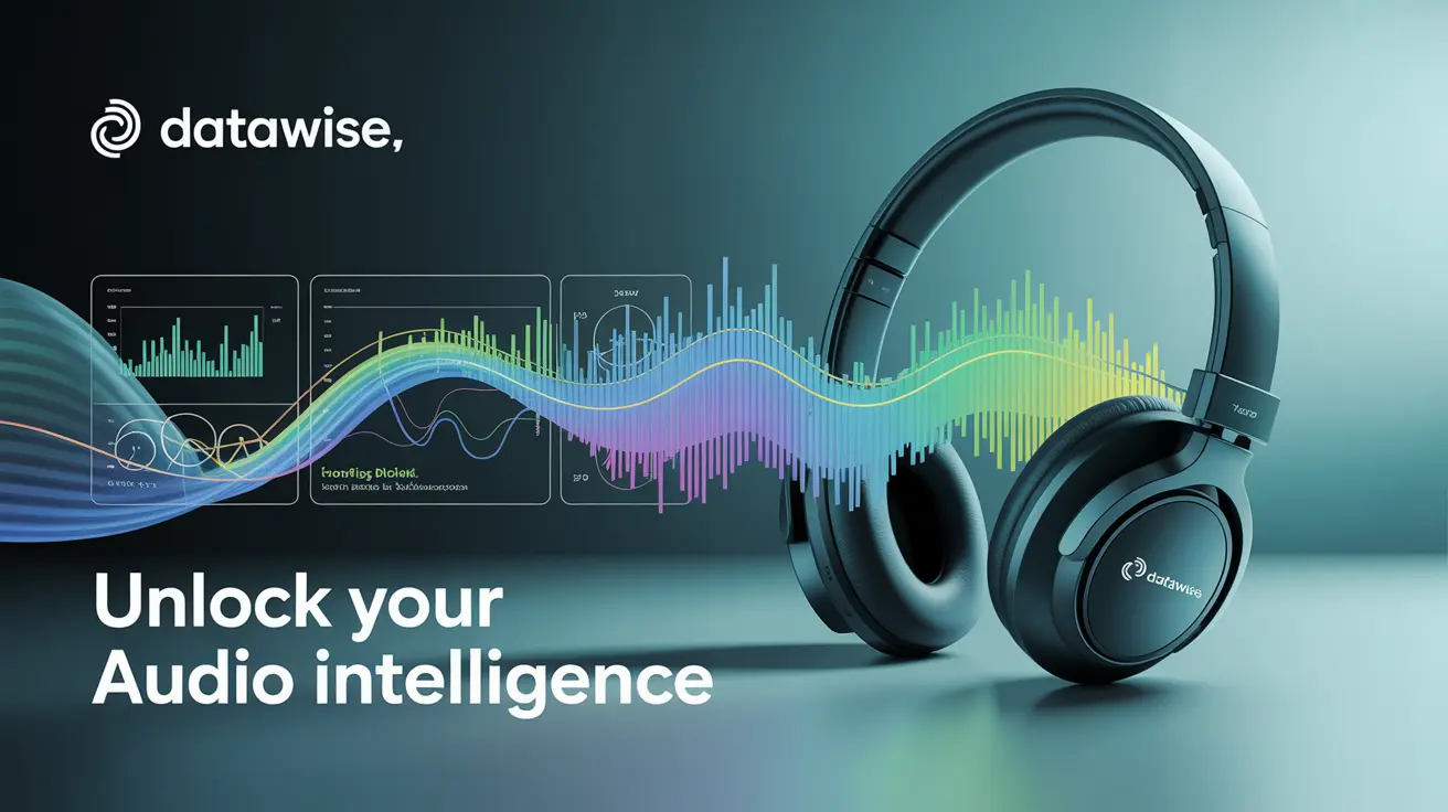 Animated dashboard charts morphing into podcast headphones, representing data driven insights