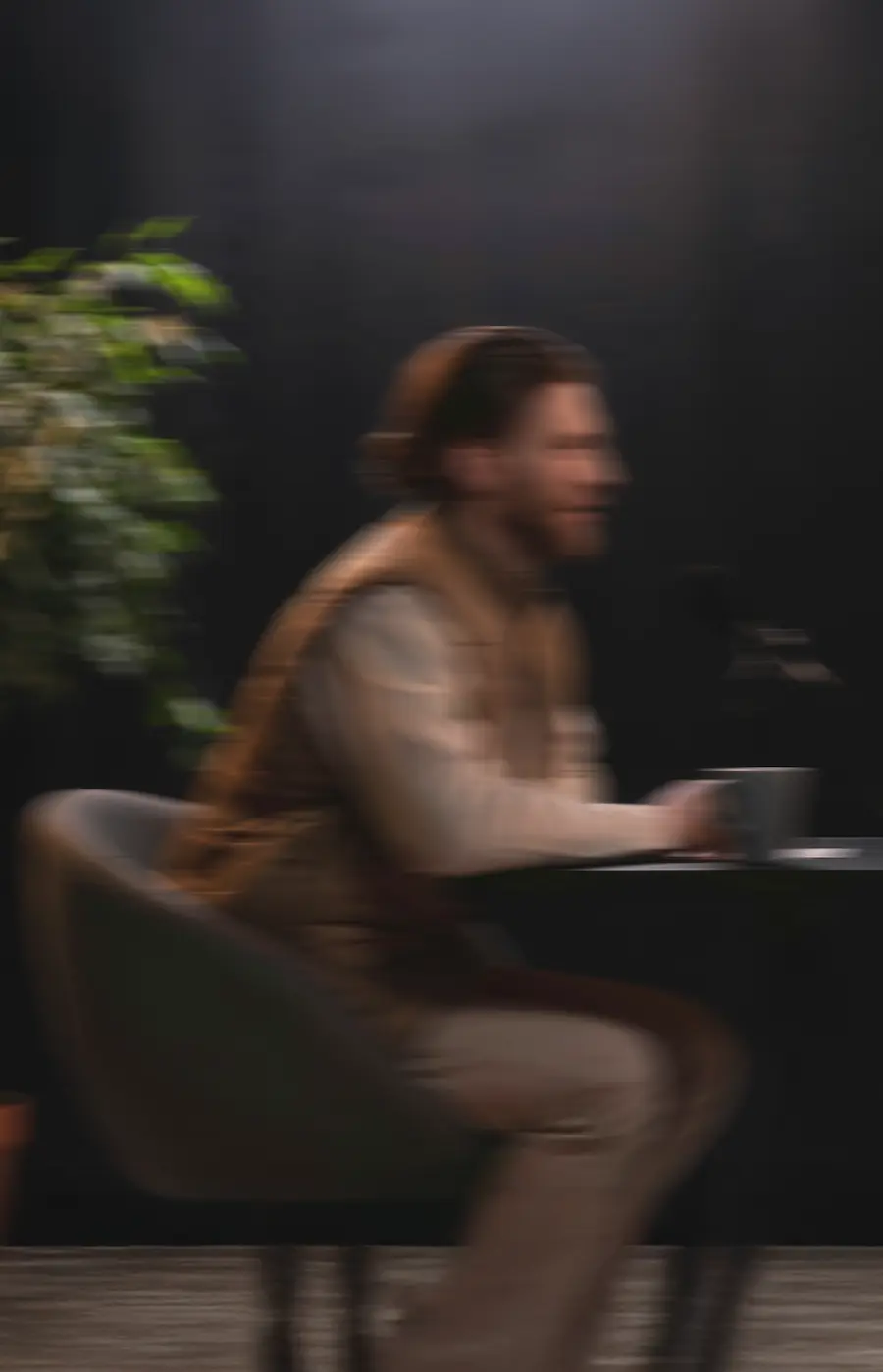 Person listening to podcast